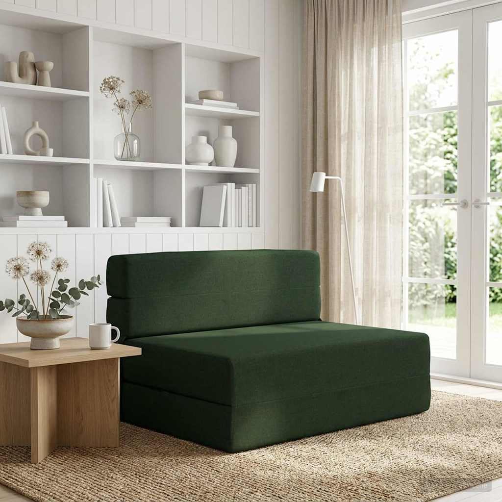 vidaXL Möbel Klappsofa Bett Dunkelgrün 100 cm Stoff Schaumstoff
