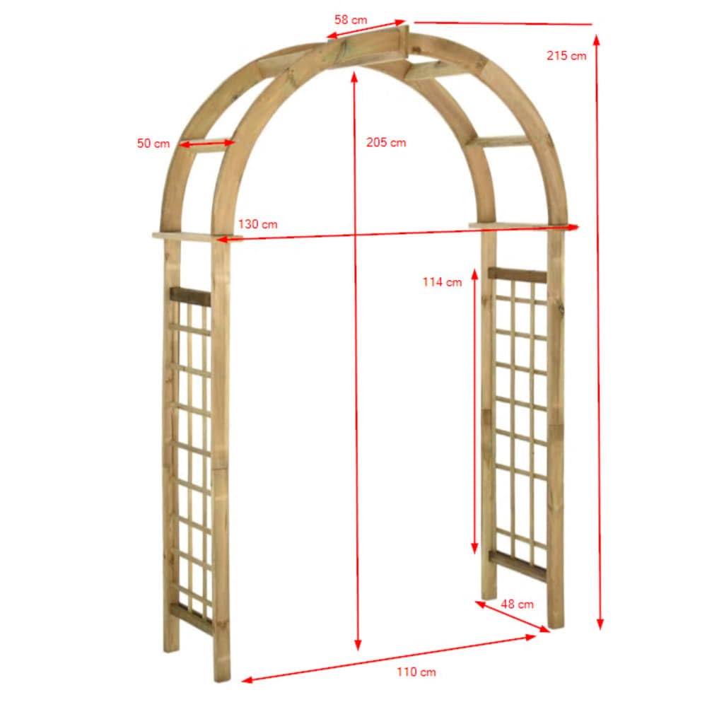 vidaXL Heim & Garten Rosenbogen Kiefer grün 130x215 cm