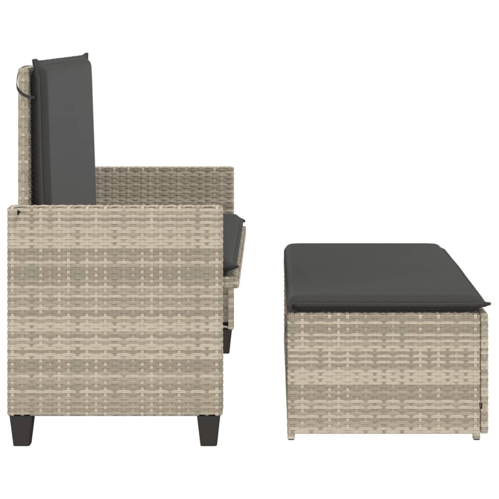 vidaXL Heim & Garten Gartenbank Hellgrau Poly-Rattan Hocker
