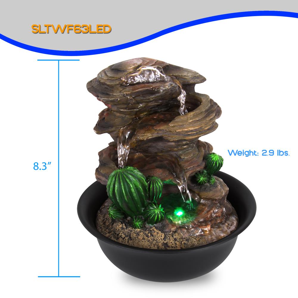 Serenelife Furniture Tischbrunnen mit LED 21 cm