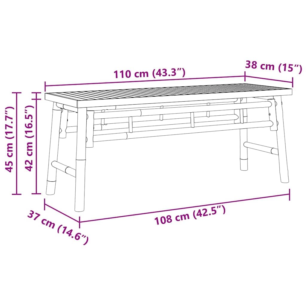 vidaXL Heim & Garten Bank Braun Bambus 110x38x45 cm Retro