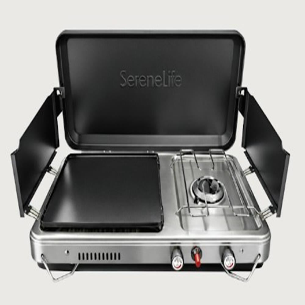 Serenelife Camping Gaskocher SLCMPGRDL2IN1 Grillplatte Propan