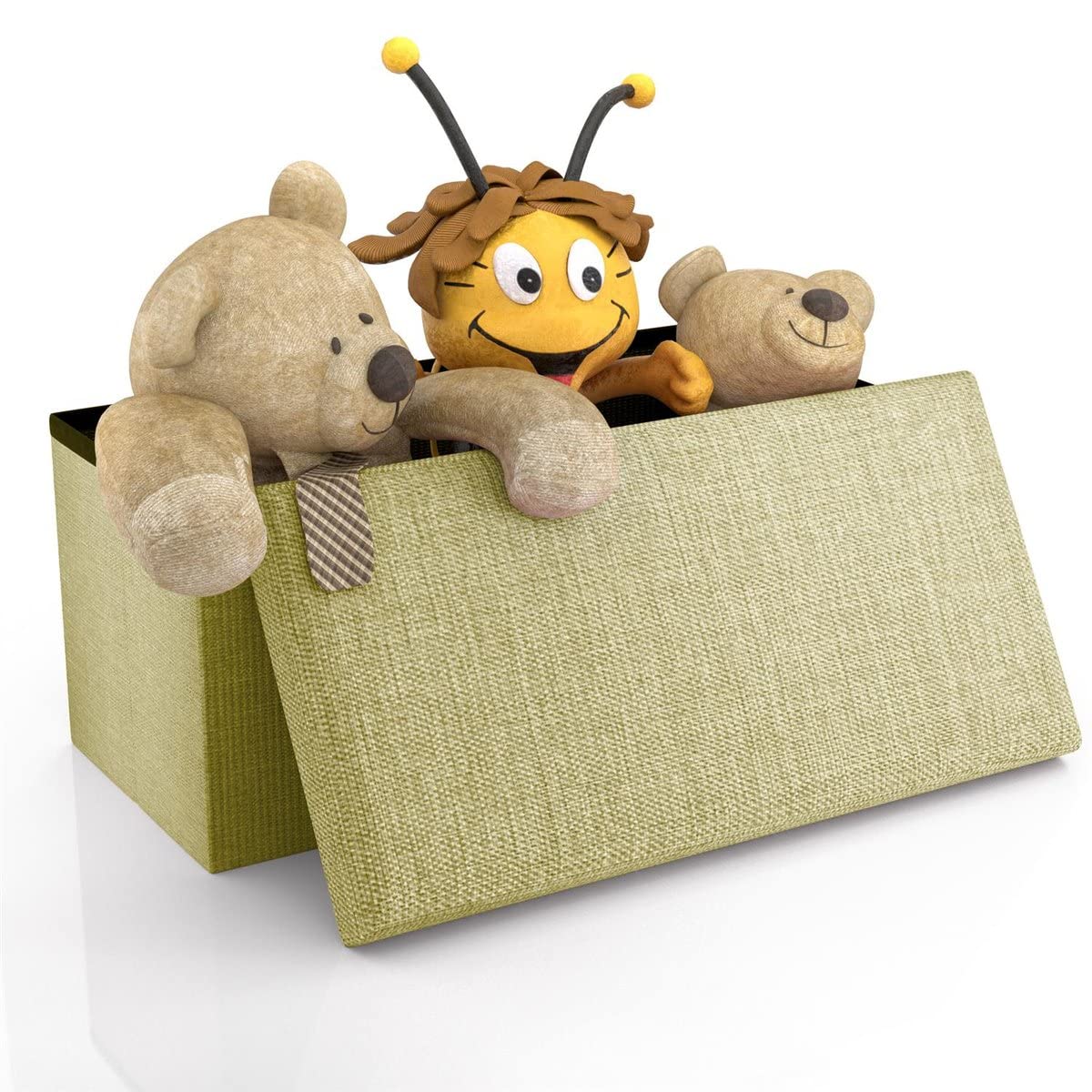 Intirilife Sitzbank Frühlings Grün 78x38x38 faltbar Stauraum