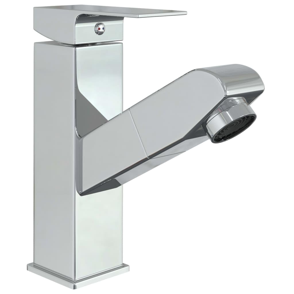 vidaXL Waschbeckenarmatur Messing chrom ausziehbar