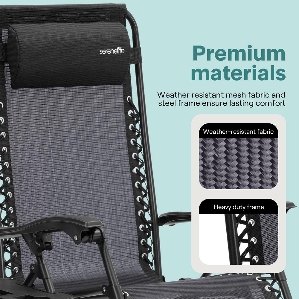 Serenelife Furniture Zero Gravity Liegestuhl 2er-Set Stahl