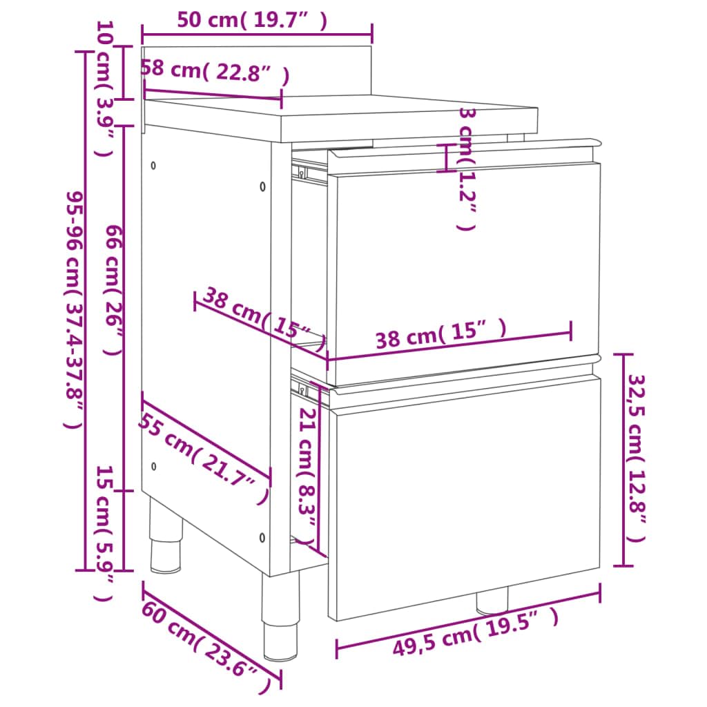 vidaXL Gastro Küchenschrank Edelstahl 2x 2 Schubladen