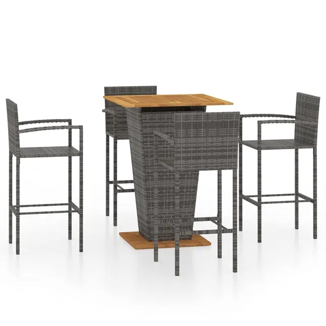 vidaXL Heim & Garten Gartenbar-Set 5-tlg grau Holz Rattan