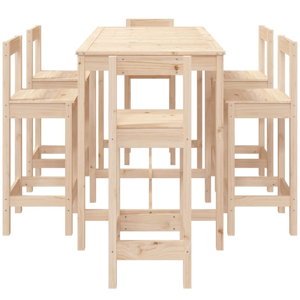 vidaXL 7-tlg. Gartenbar-Set Bartisch Kiefer mit Lehne