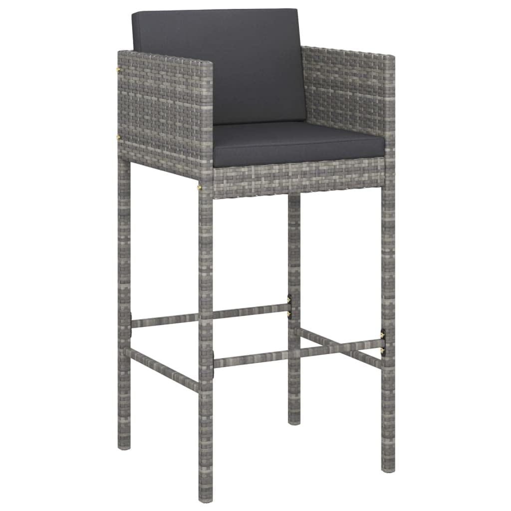 vidaXL Heim & Garten Gartenbar Set 3-tlg Poly Rattan Grau