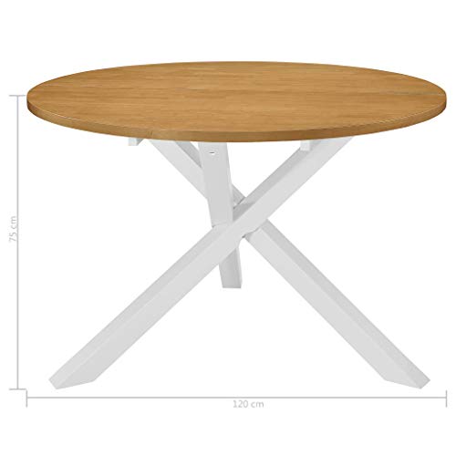 vidaXL Möbel Esstisch rund 120x75 cm Weiß Braun Holz