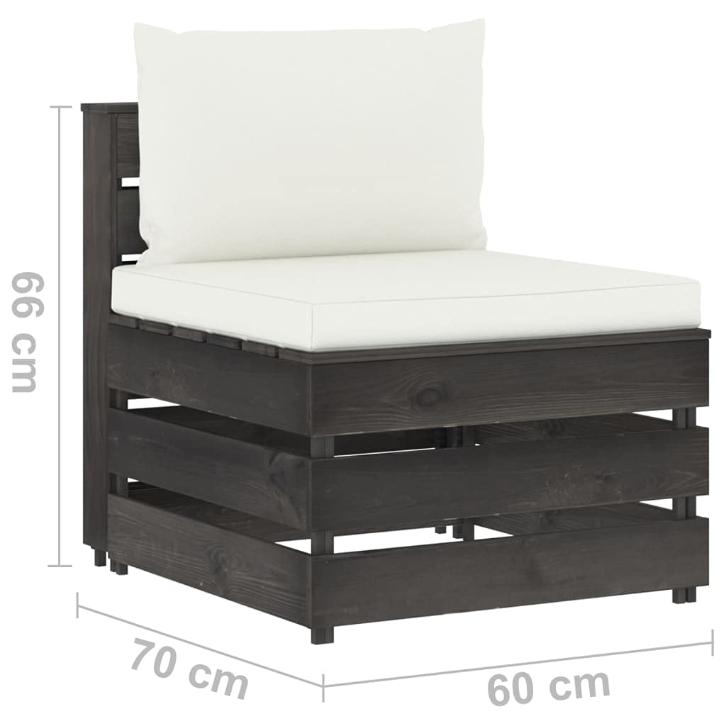 vidaXL Möbel Mittelsofa Palettensofa grau Kiefer imprägniert