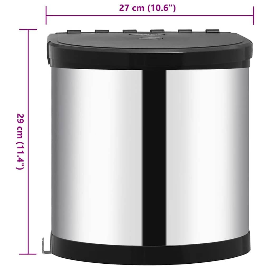 vidaXL Heim & Garten Einbau-Mülleimer 8 L schwarz Edelstahl