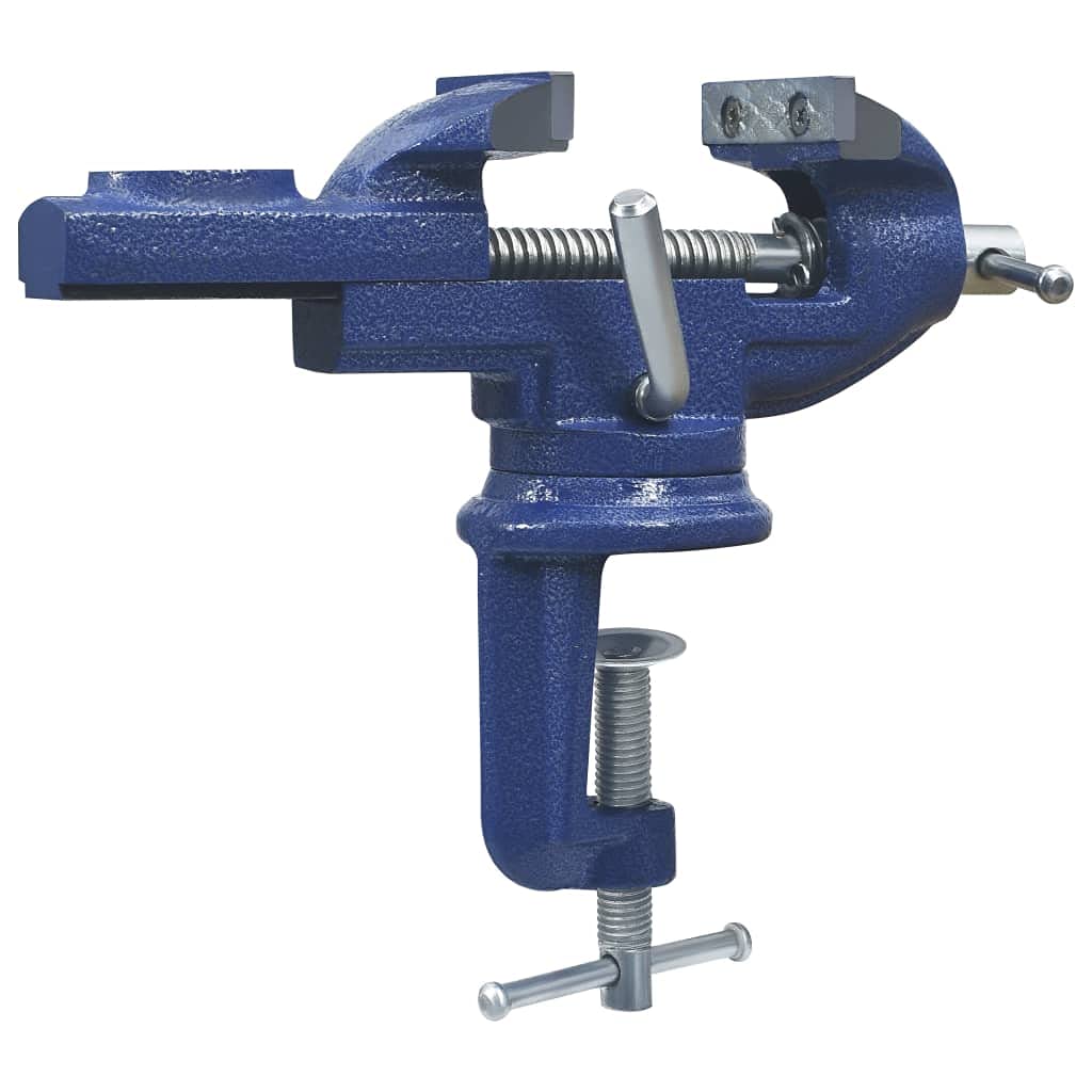 vidaXL Schraubstock Drehbar 60 mm Blau Gusseisen Mini