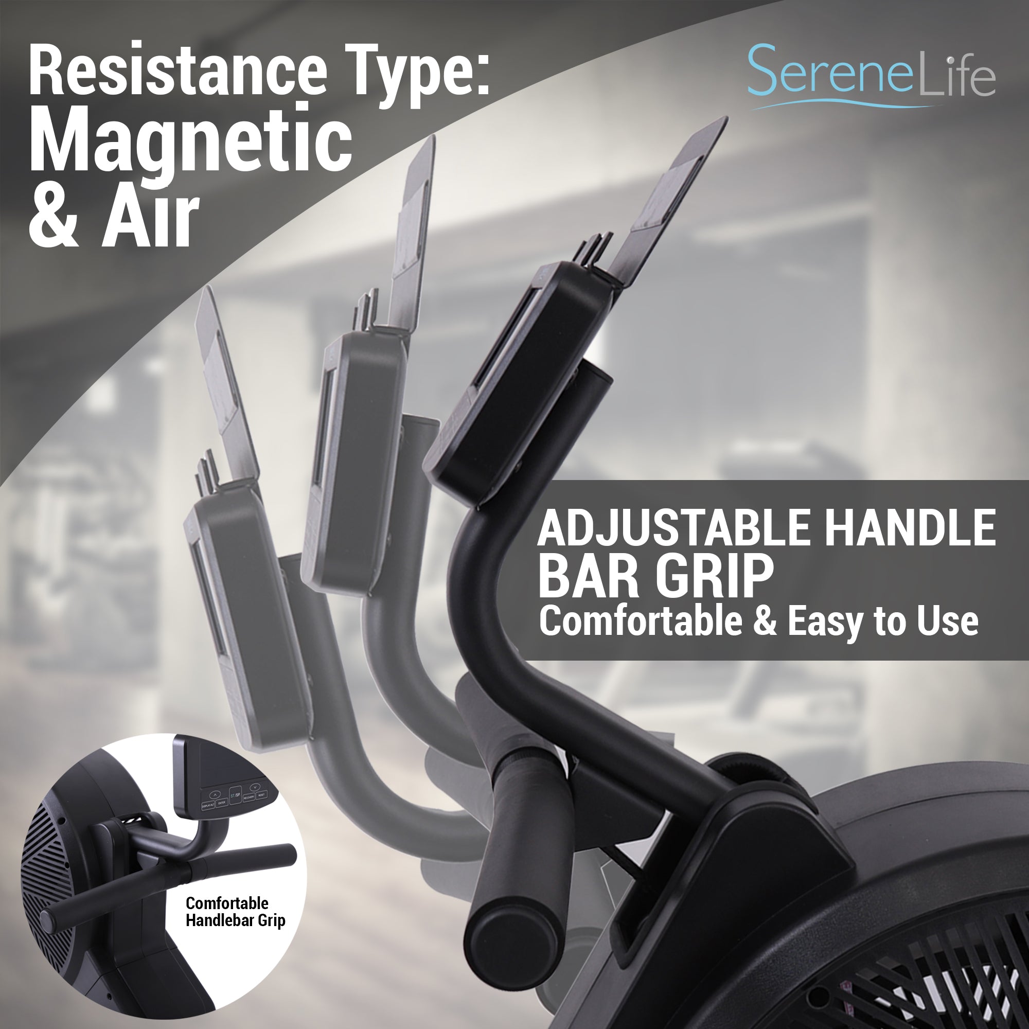 Serenelife Rudergerät magnetisch 16 Stufen Bluetooth klappbar