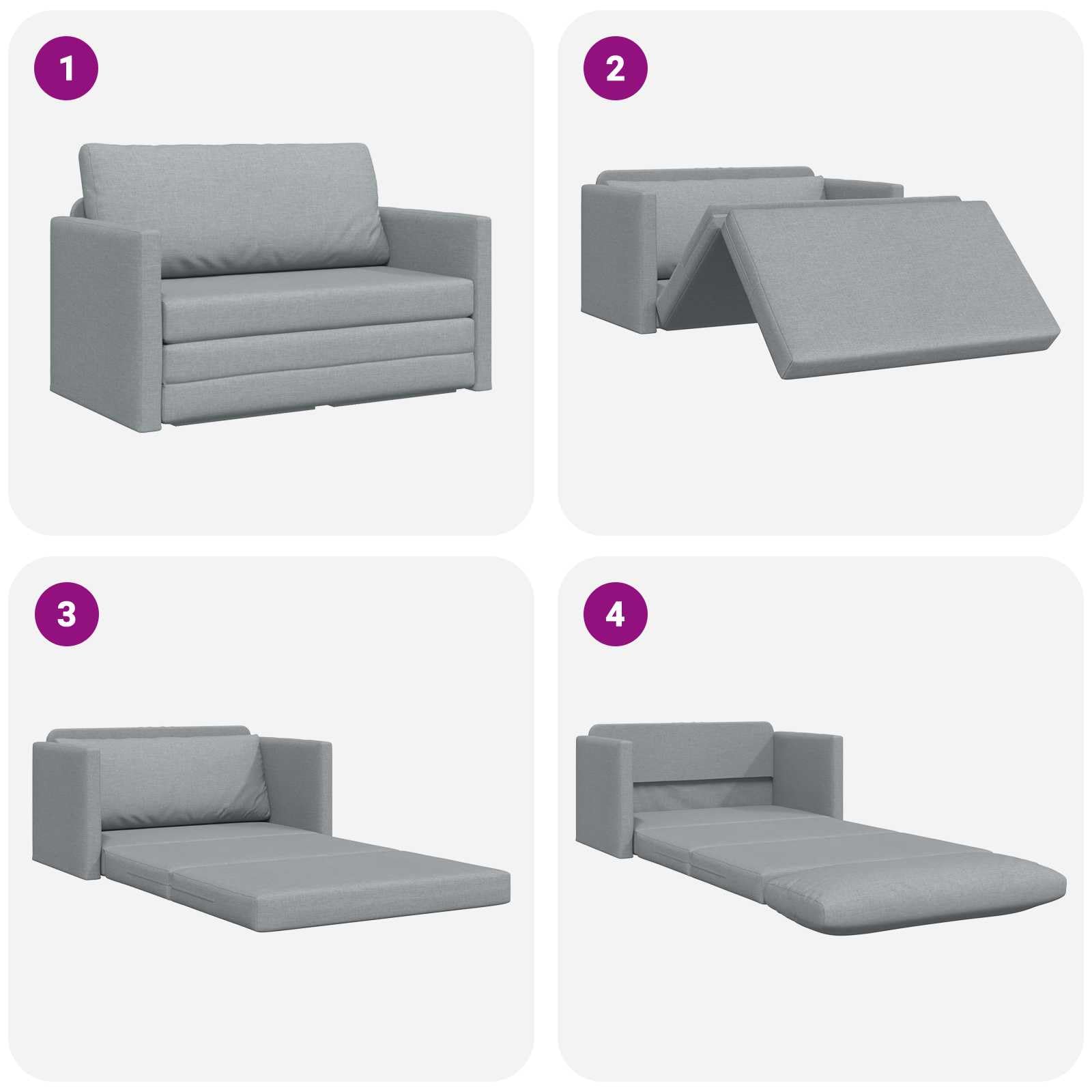 vidaXL Schlafsofa 124x71x78 cm Hellgrau Stoff Gästebett