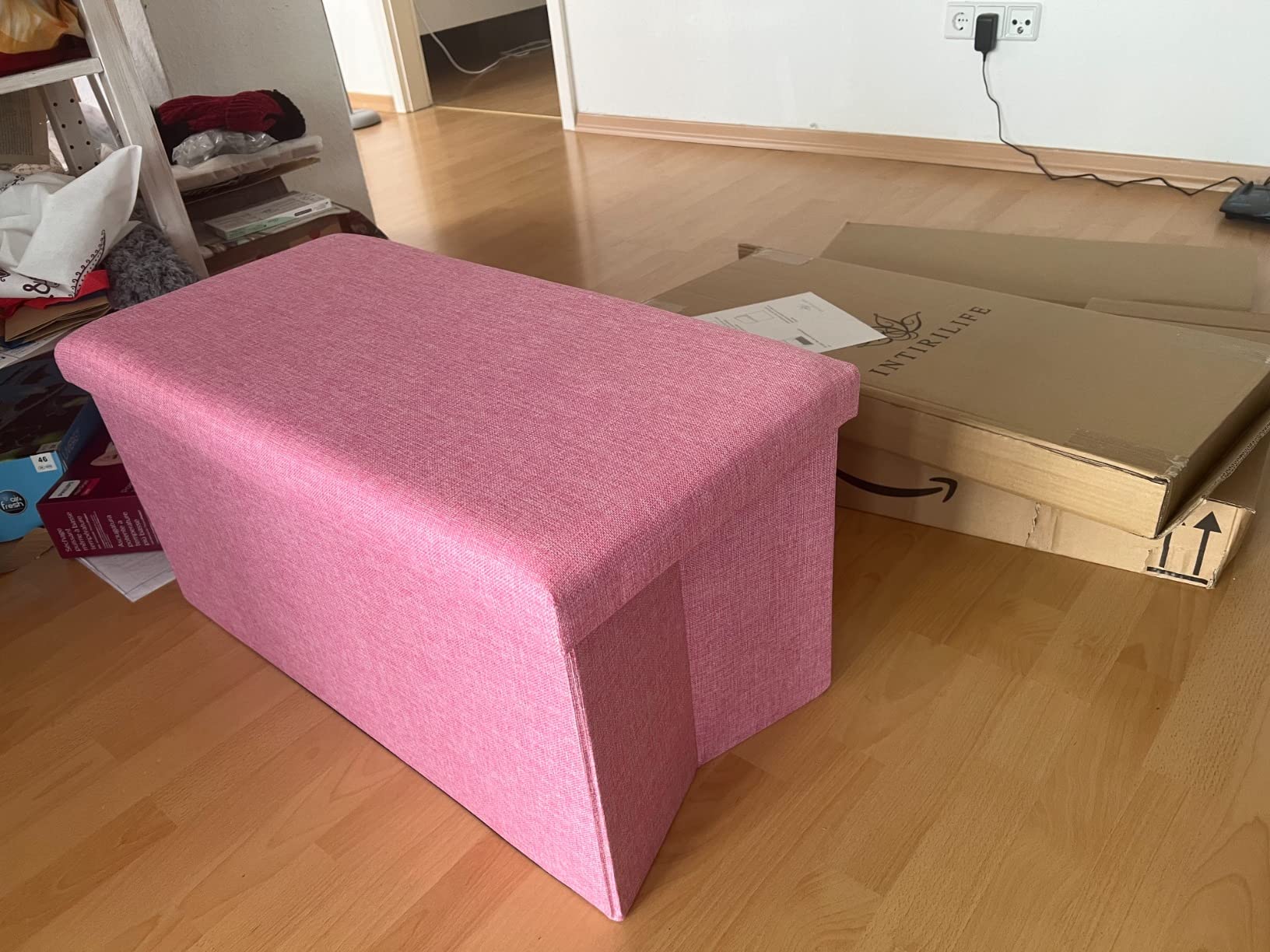 Intirilife Sitzbank Frühlings Grün 78x38x38 faltbar Stauraum