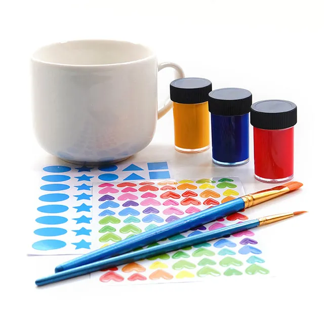 Kikkerland Crafters Tasse Bemalen Set Keramik mit Farbe Pinsel