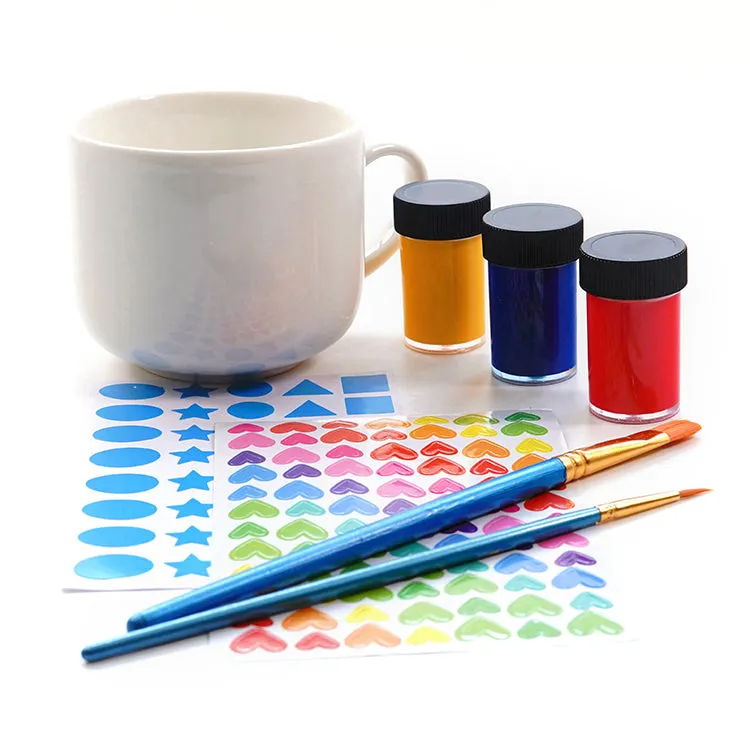 Kikkerland Crafters Tasse Bemalen Set Keramik mit Farbe Pinsel