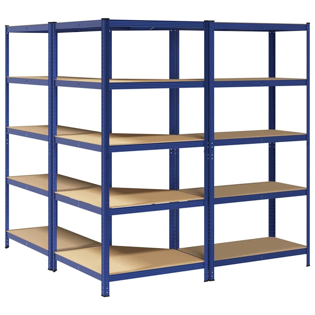vidaXL Regal-Set 5 Böden 3-tlg Blau Stahl Schwerlastregal
