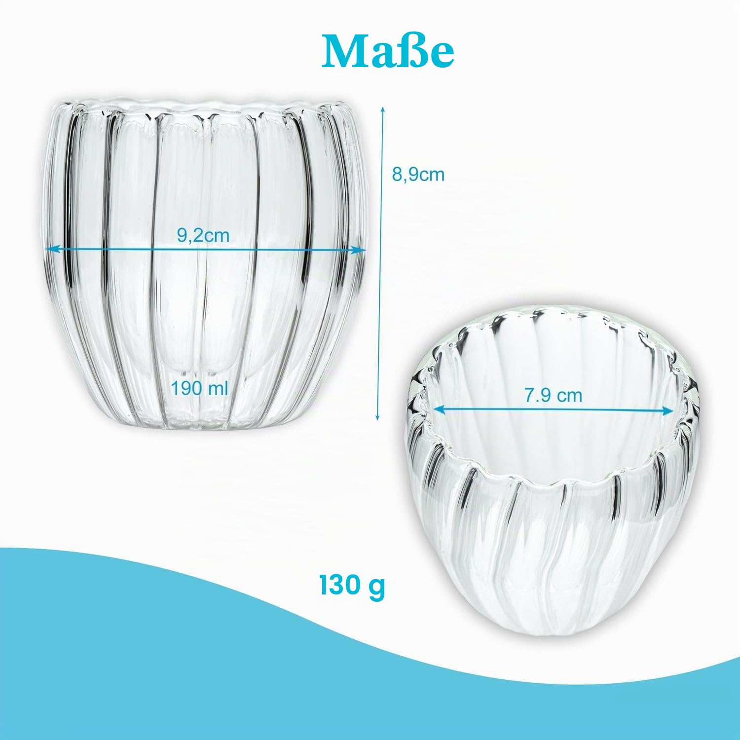 Intirilife Thermogläser 4er Set 190 ml Doppelwandig Rillen