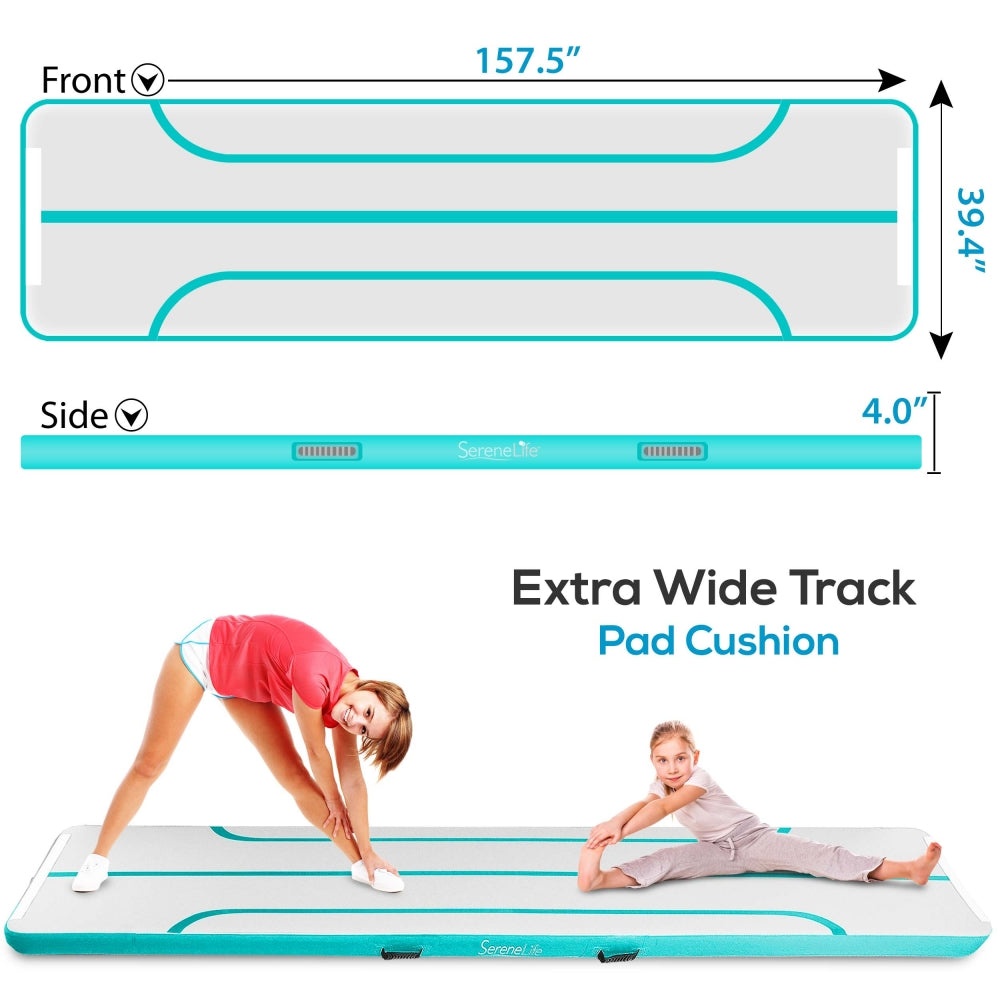 Serenelife Fitness Airtrack Turnmatte aufblasbar Türkis 4 m