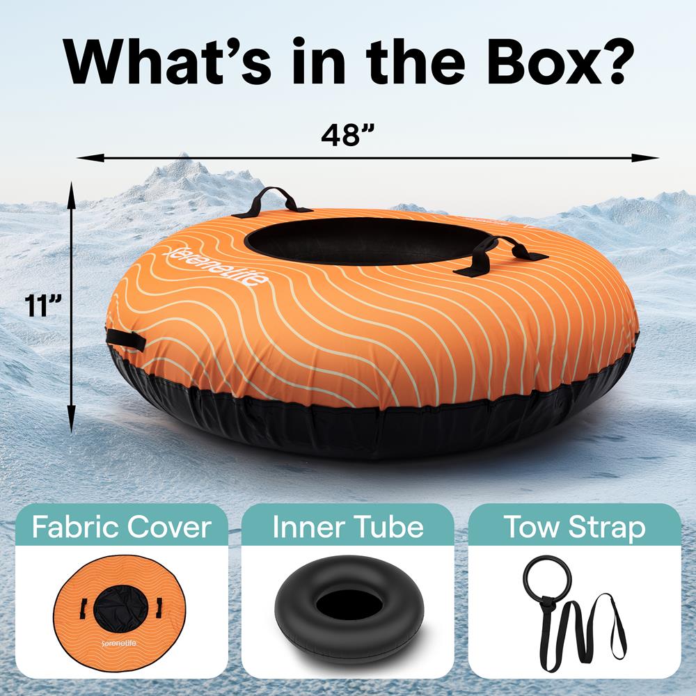 Serenelife Snow Tube 48 Zoll Schneereifen orange aufblasbar