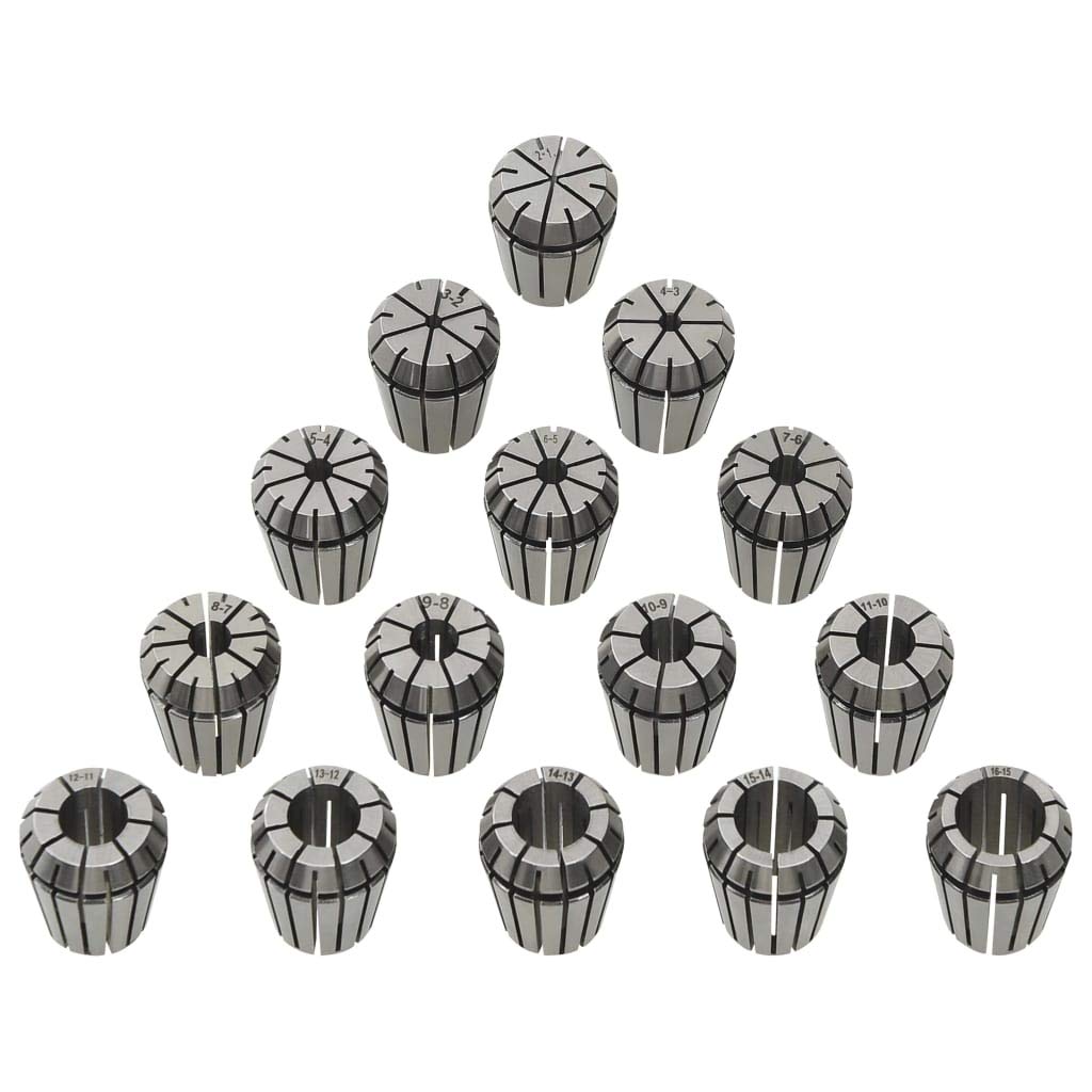 vidaXL ER25 Spannzangen Set 15-tlg. Fräswerkzeug 2-16 mm Stahl