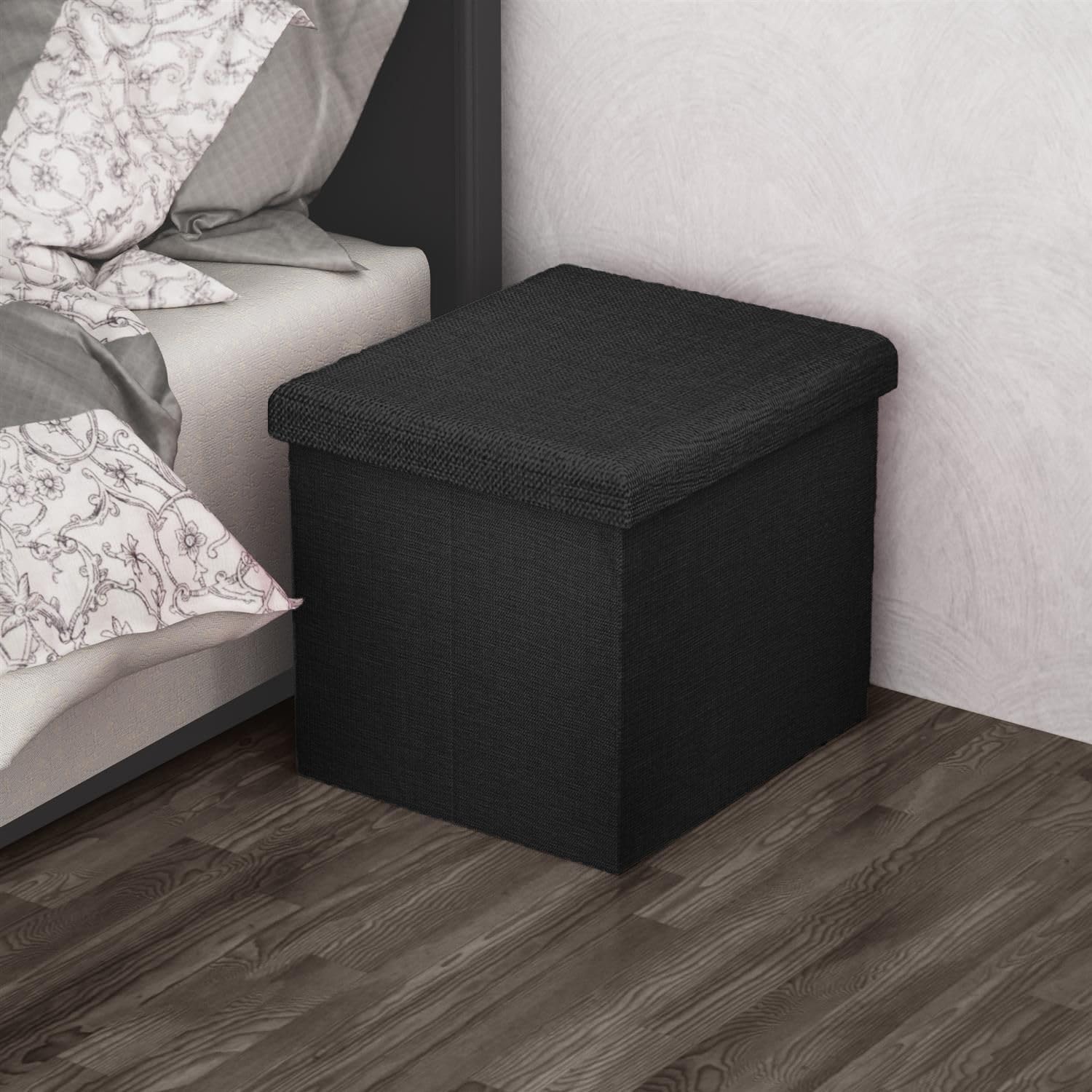 Intirilife Sitzhocker faltbar Diamant Schwarz 30x30x30 cm