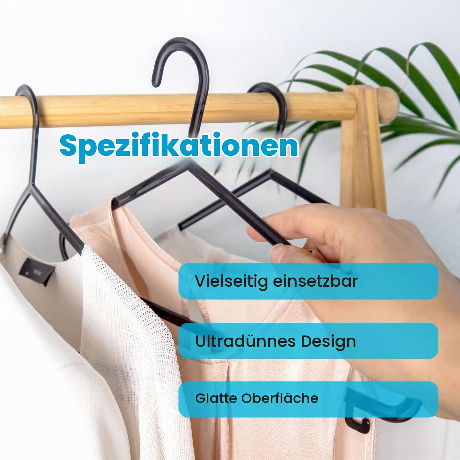 Intirilife Kleiderbügel Schwarz 10 Stück Kunststoff 36 cm