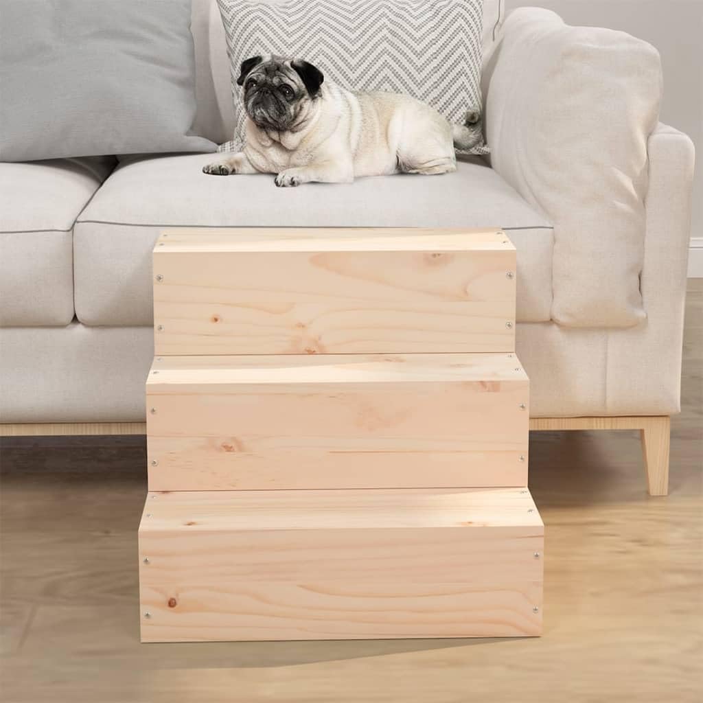 vidaXL Haustiertreppe Massivholz Kiefer Hundetreppe 40x37,5x35 Natur