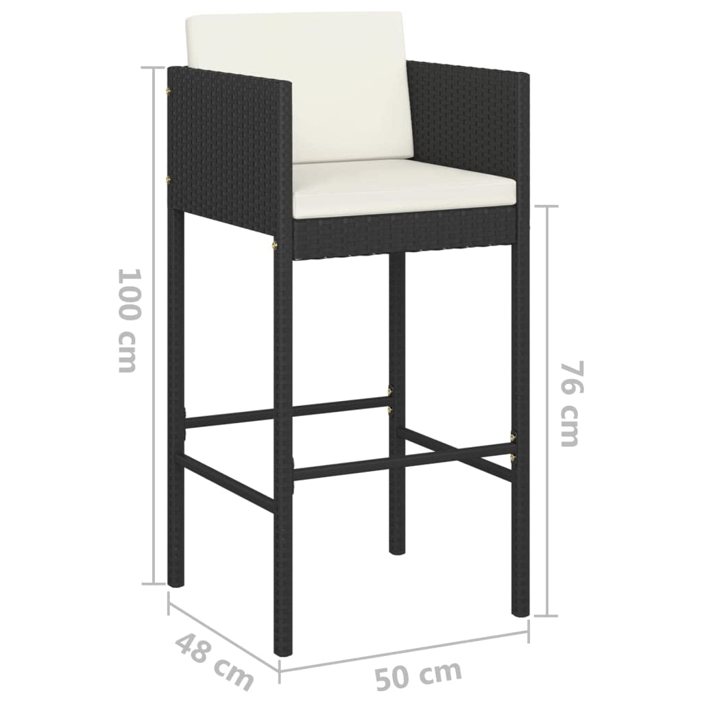 vidaXL Gartenbar-Set 5-tlg. Poly Rattan schwarz mit Kissen