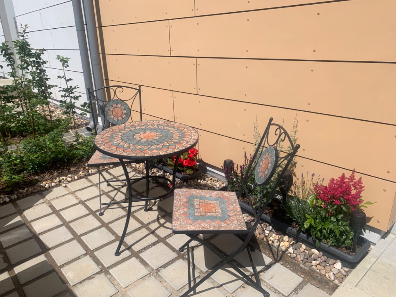 vidaXL Heim & Garten Bistro-Set 3-tlg Mosaik Grau Keramik
