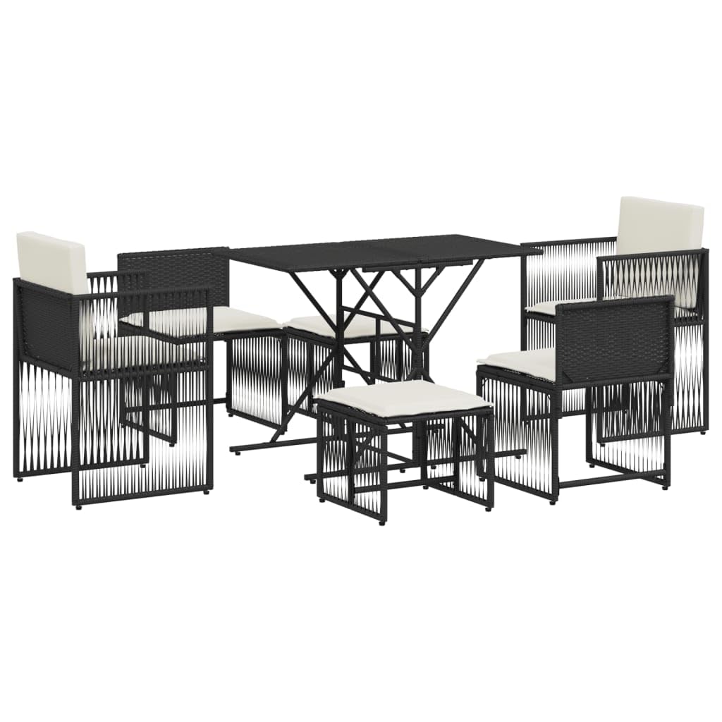 vidaXL Heim & Garten Garten-Essgruppe 7-tlg. schwarz Poly-Rattan