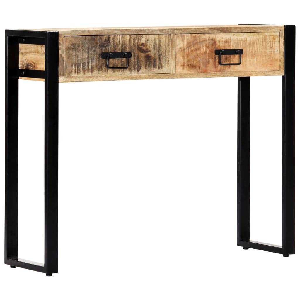 vidaXL Mangoholz Konsolentisch 90x30x75cm 2 Schubladen Massiv