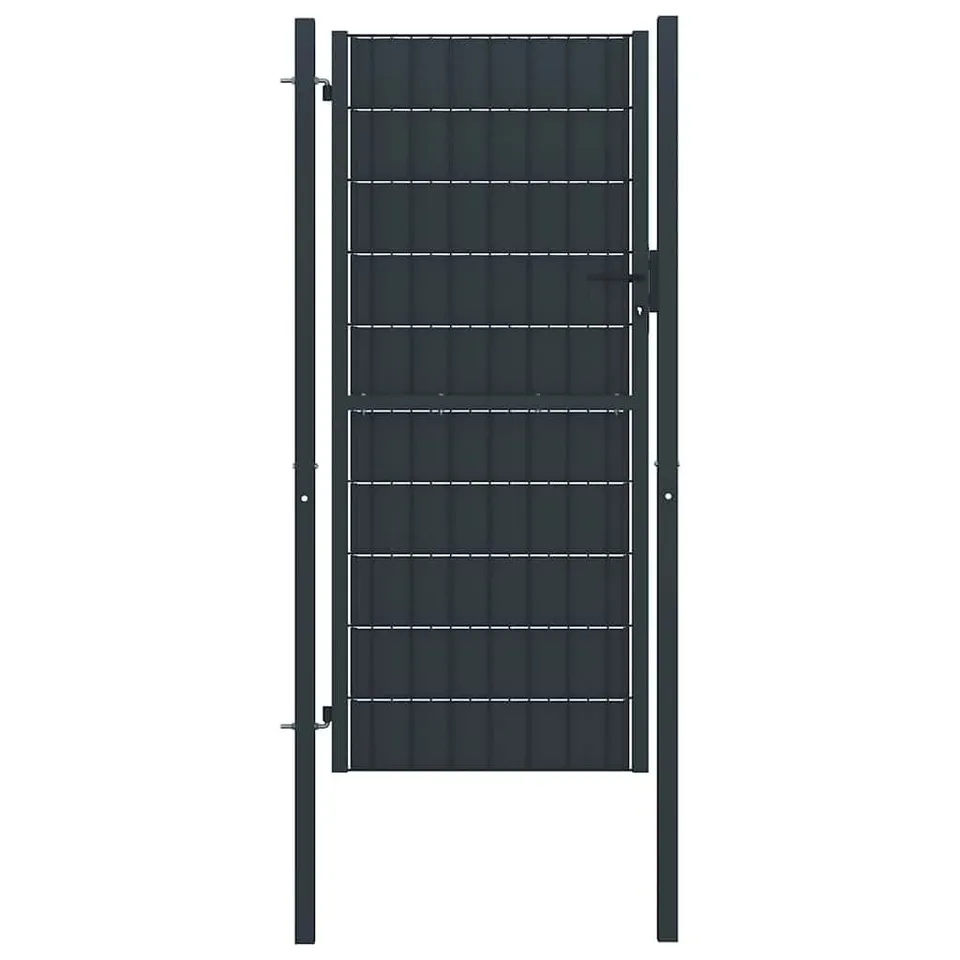 vidaXL Gartentor PVC Stahl 100x124 cm anthrazit