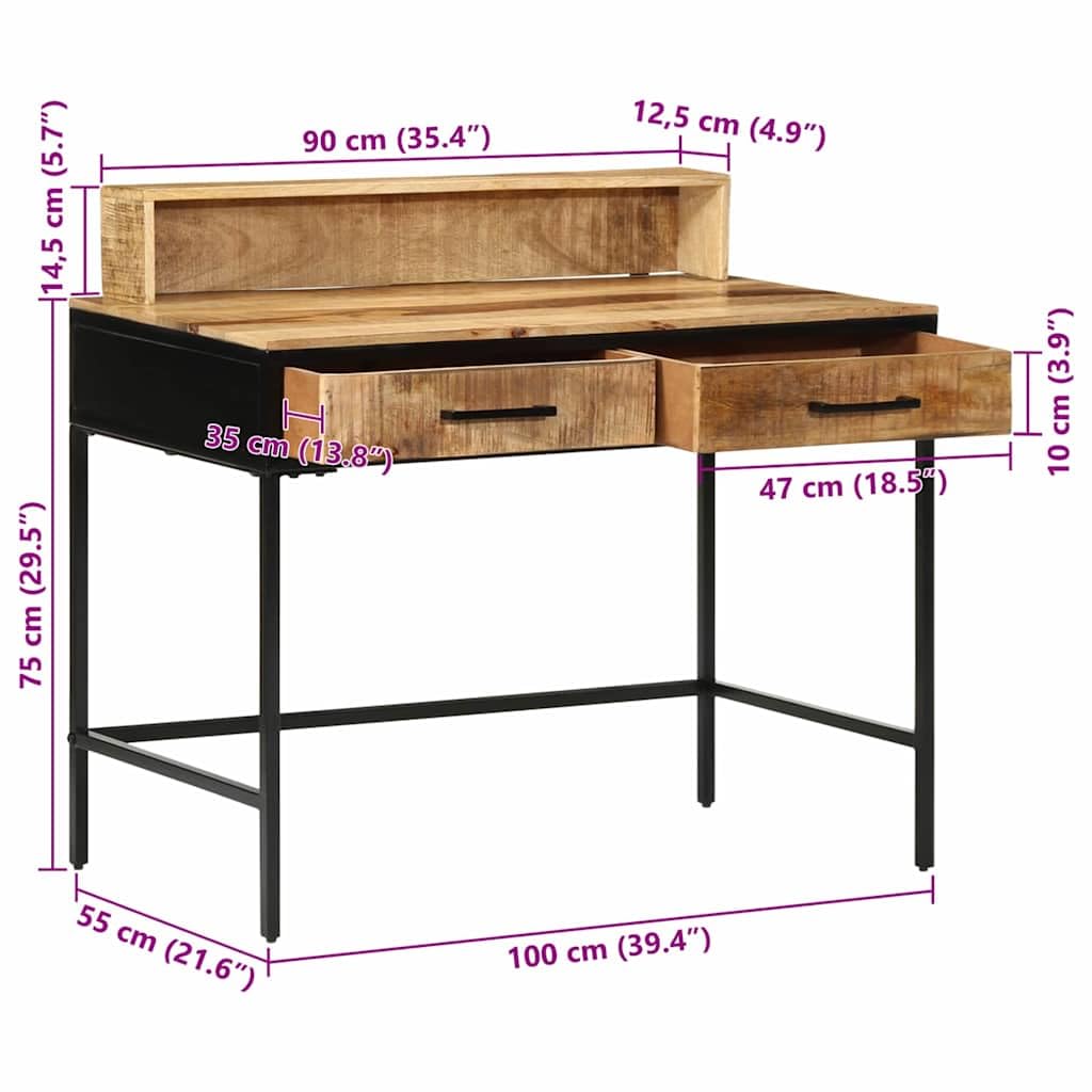 vidaXL Möbel Konsolentisch Braun 100 cm Massivholz