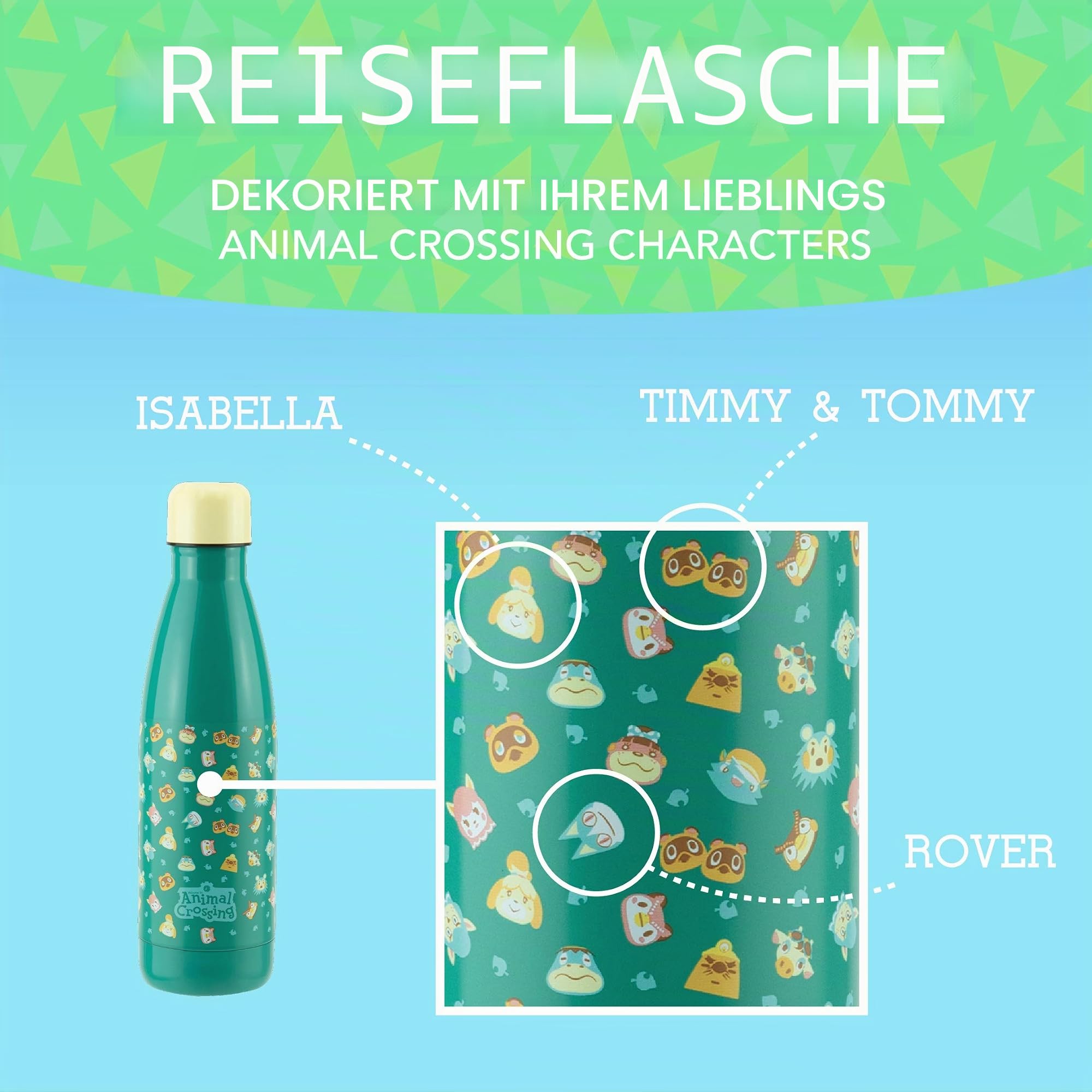Paladone Animal Crossing Trinkflasche Metall bunt