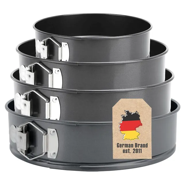 Intirilife Küche Springformen Set 4-teilig Edelstahl Antihaft