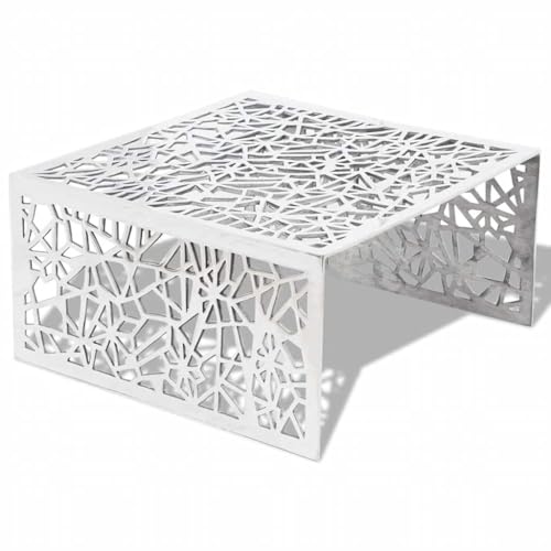 vidaXL Möbel Couchtisch Aluminium silbern 69x69x35 cm Lochmuster