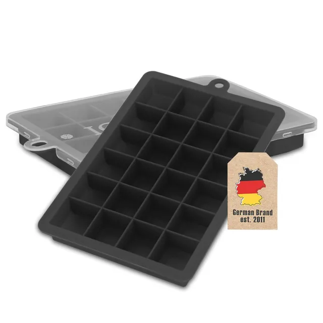 Intirilife Eiswürfelform Silikon Schwarz 2er Set 24 Fächer