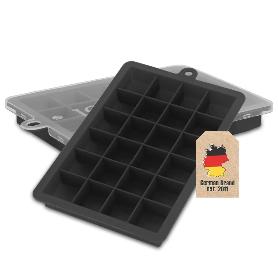 Intirilife Eiswürfelform Silikon Schwarz 2er Set 24 Fächer
