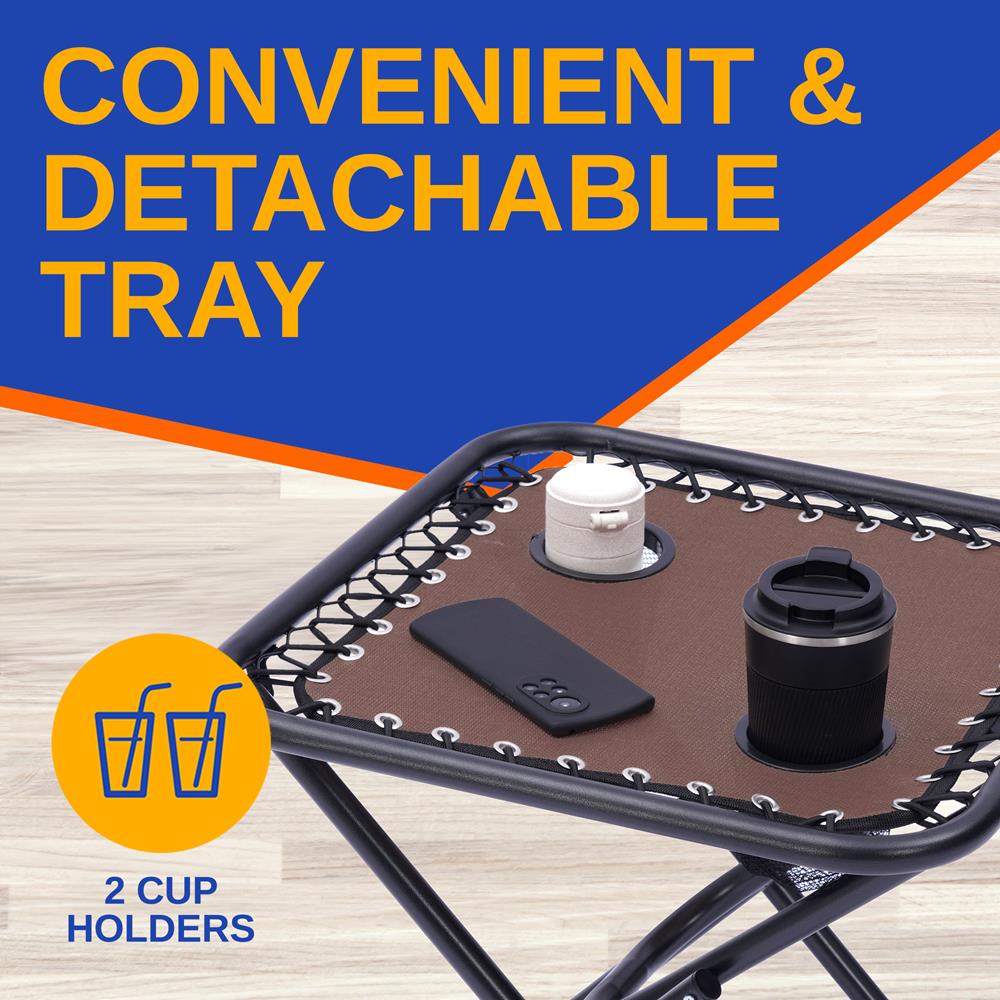 Serenelife Furniture Zero Gravity Gartenstuhl Braun 2er Set mit Tisch