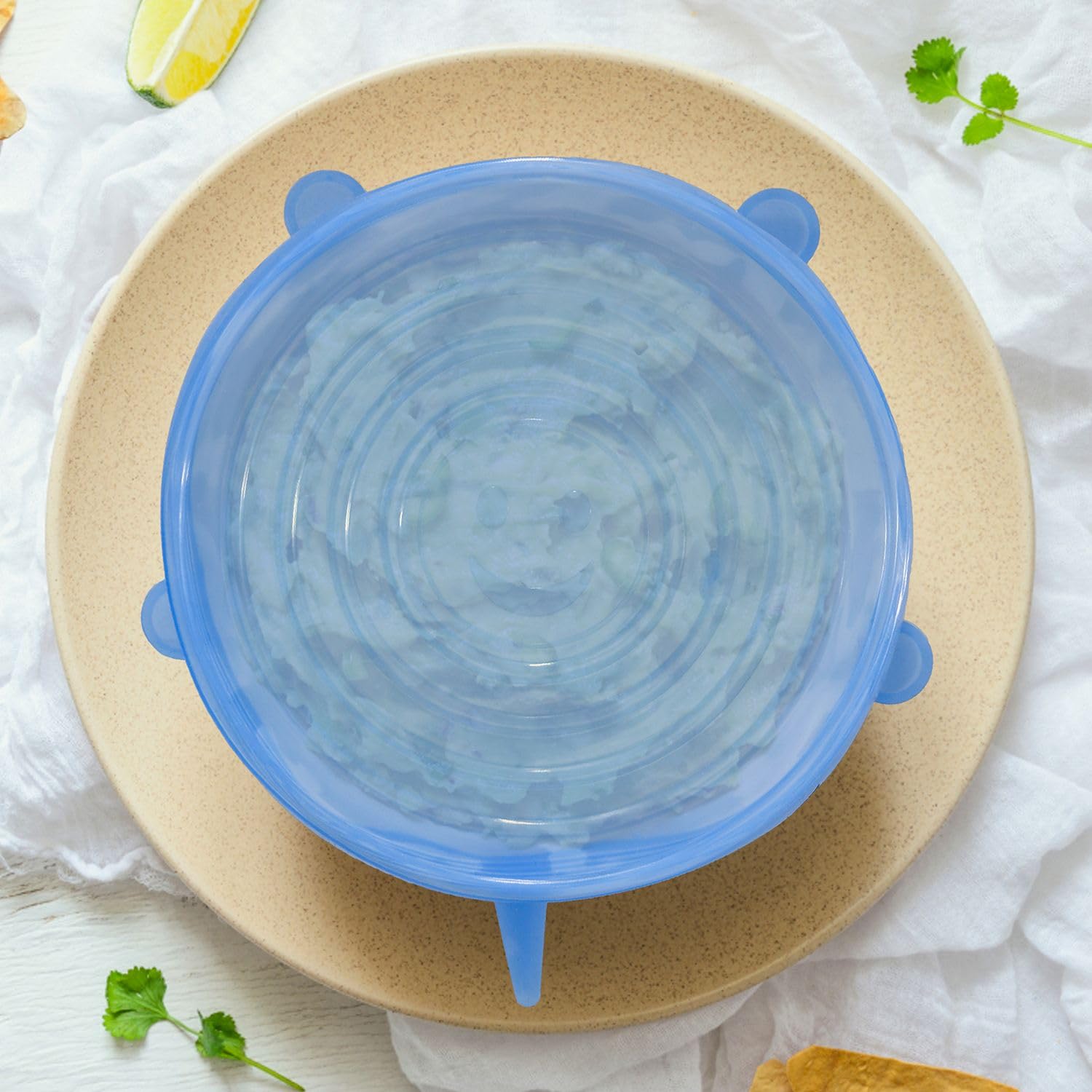 Intirilife Silikondeckel Frischhaltedeckel Blau 6er-Set dehnbar