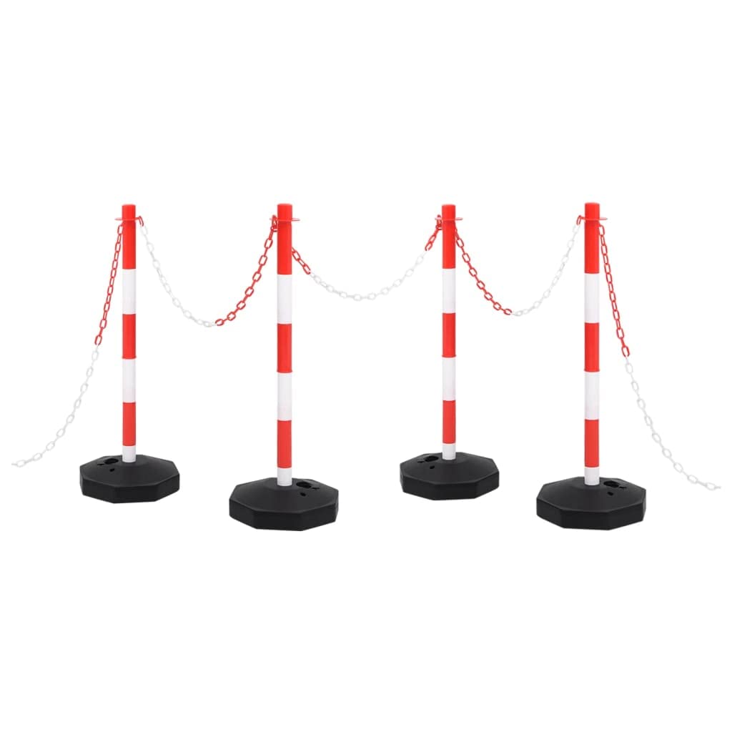 vidaXL Pfosten Set 2x mit Absperrkette 10m Rot Kunststoff