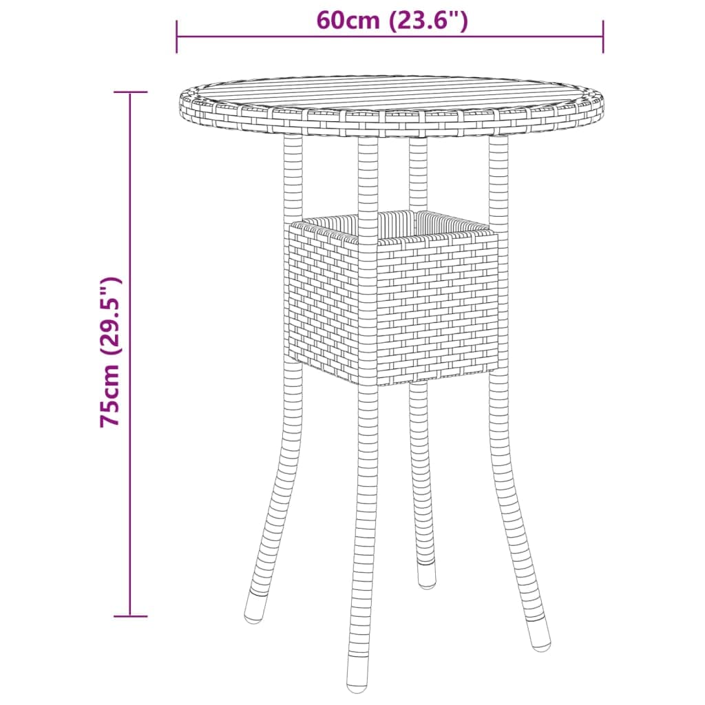 vidaXL Garten-Essgruppe 3-tlg Poly Rattan Schwarz Akazie