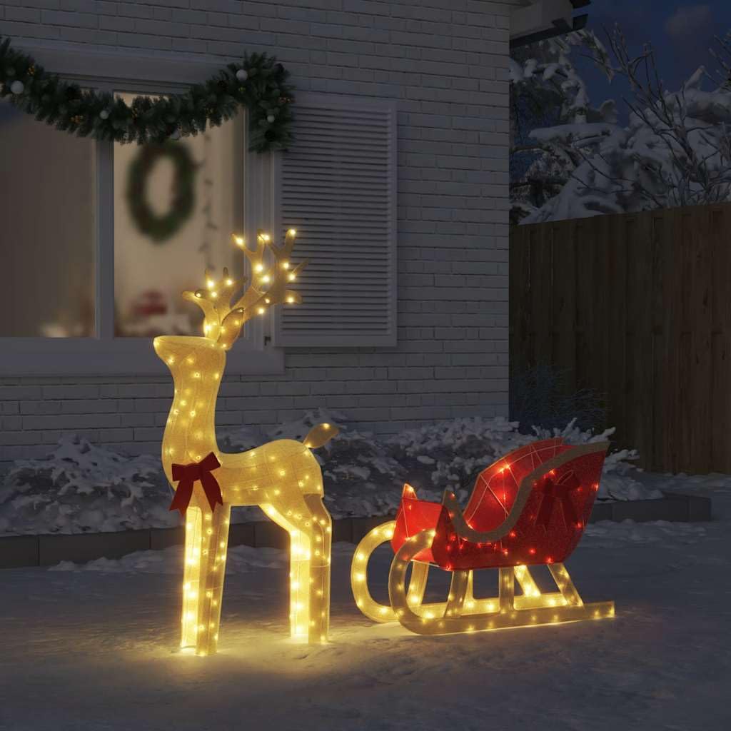 vidaXL Heim & Garten LED-Rentiere Schlitten 100 LEDs Warmweiß