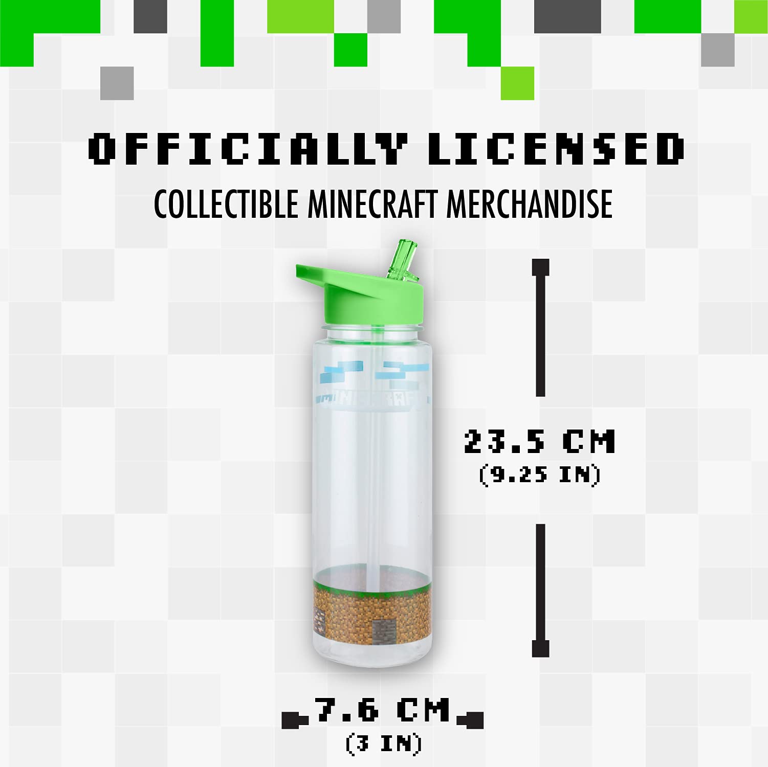 Paladone Minecraft Wasserflasche 600 ml mit Stickern Trinkflasche