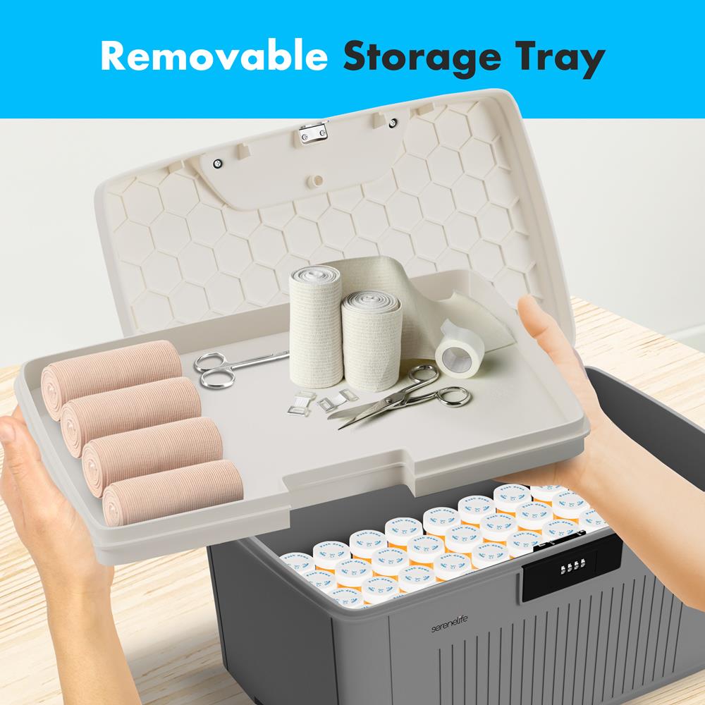 Serenelife Storage Aufbewahrungsbox Grau 25L mit Schloss