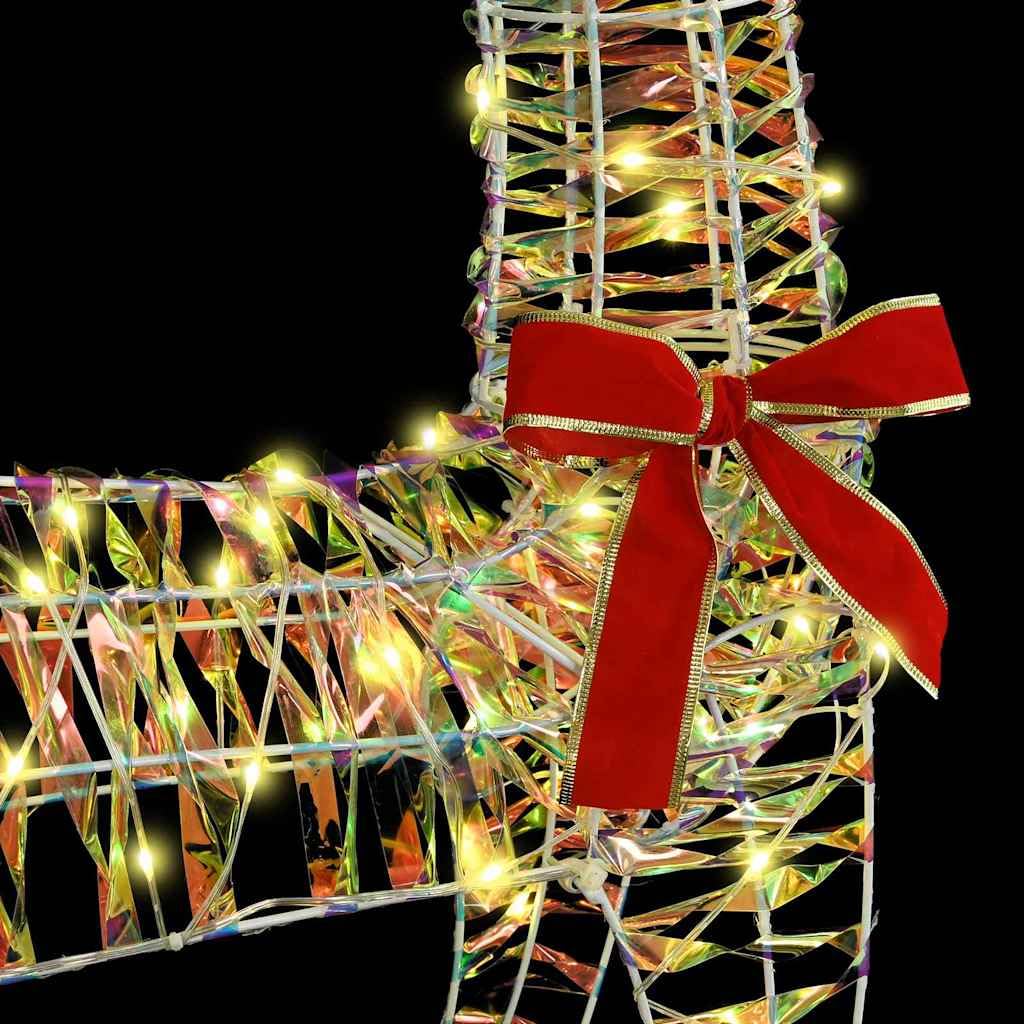 vidaXL Rentier Schlitten 200 LEDs Weihnachtsfigur warmweiß 129 cm