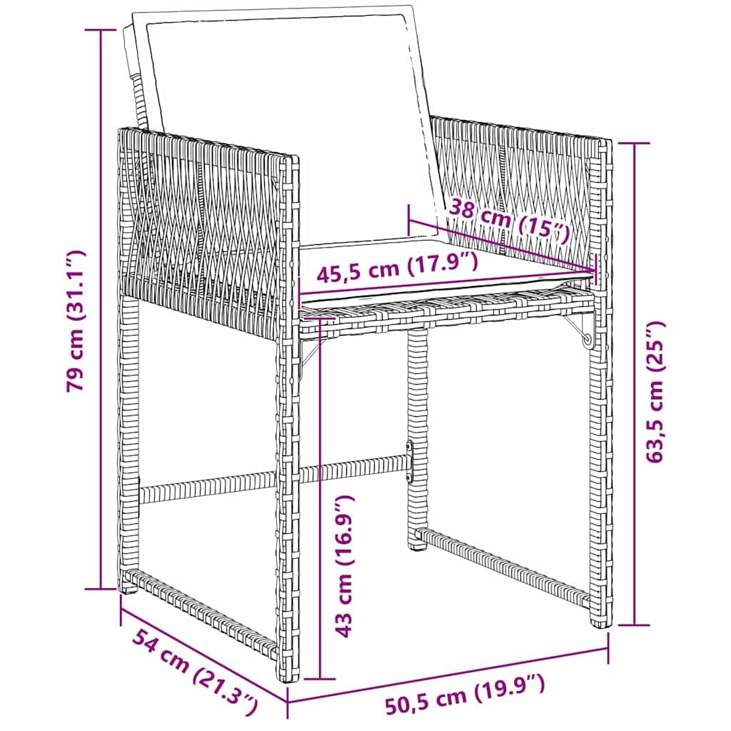 vidaXL Garten Essgruppe Schwarz Poly-Rattan Glas